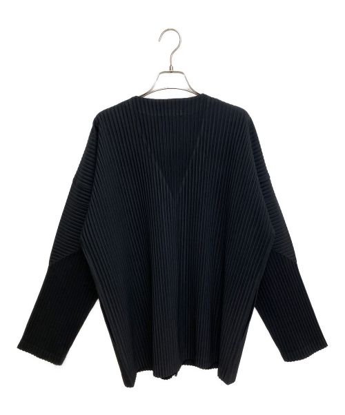 HOMME PLISSE ISSEY MIYAKE（オム プリッセ イッセイ ミヤケ）HOMME PLISSE ISSEY MIYAKE (オムプリッセ イッセイ ミヤケ) BASICS PLEATS CARDIGAN (プリーツカーディガン) ブラック サイズ:3の古着・服飾アイテム