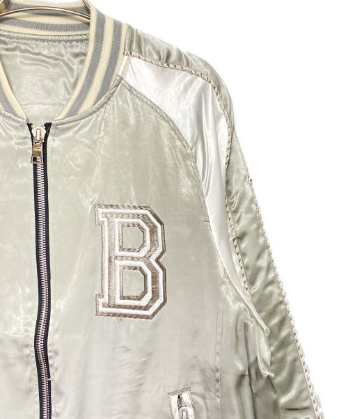 BALMAIN（バルマン）BALMAIN (バルマン) LOGO EMBROIDERED VARSITY JACKET シルバー サイズ:48の古着・服飾アイテム