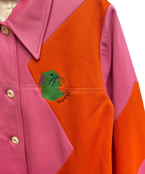 GUCCI（グッチ）GUCCI (グッチ) Two Tone Pique Jacket（ツートーン ピケ ジャケット） ピンク×オレンジ サイズ:Sの古着・服飾アイテム