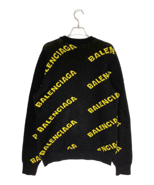 BALENCIAGA（バレンシアガ）BALENCIAGA (バレンシアガ) ALL OVER LOGO JACQUARED KNIT ブラック×イエロー サイズ:XSの古着・服飾アイテム
