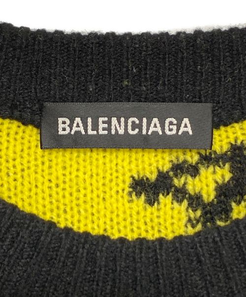 BALENCIAGA（バレンシアガ）BALENCIAGA (バレンシアガ) ALL OVER LOGO JACQUARED KNIT ブラック×イエロー サイズ:XSの古着・服飾アイテム