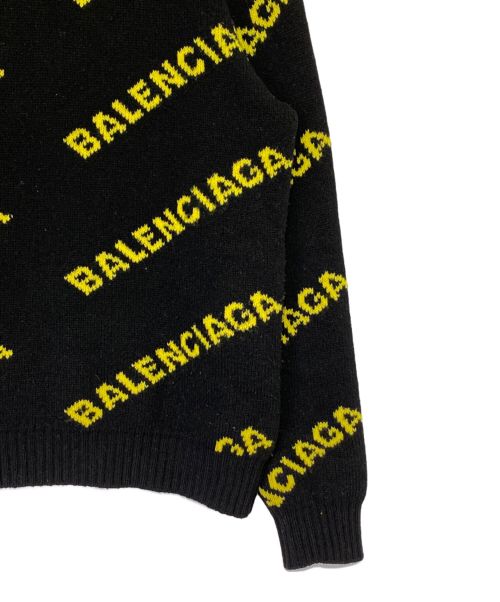 BALENCIAGA（バレンシアガ）BALENCIAGA (バレンシアガ) ALL OVER LOGO JACQUARED KNIT ブラック×イエロー サイズ:XSの古着・服飾アイテム