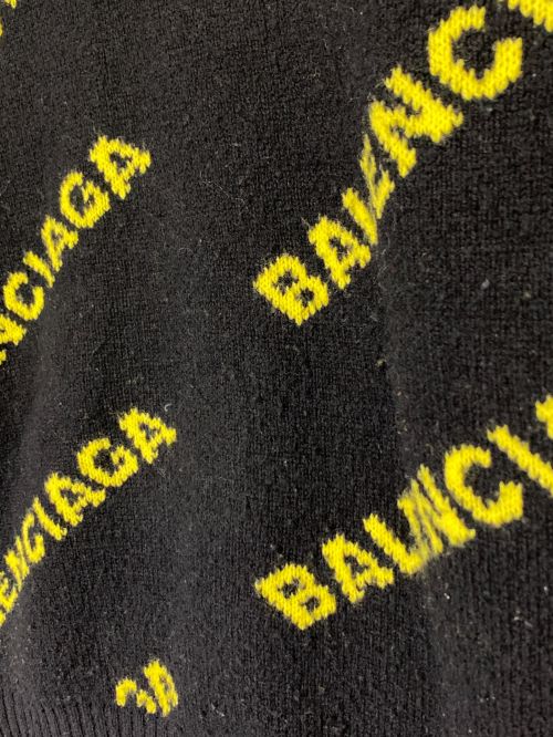 BALENCIAGA（バレンシアガ）BALENCIAGA (バレンシアガ) ALL OVER LOGO JACQUARED KNIT ブラック×イエロー サイズ:XSの古着・服飾アイテム