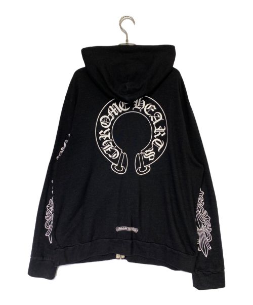 CHROME HEARTS（クロムハーツ）CHROME HEARTS (クロムハーツ) アーチロゴプリントジップアップパーカー ブラック サイズ:Lの古着・服飾アイテム