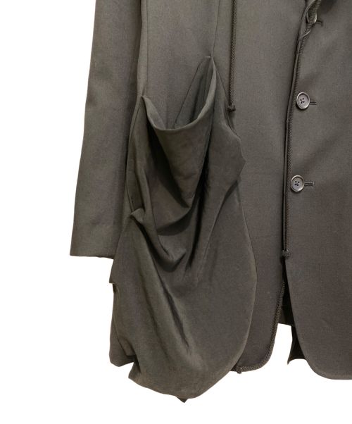 Yohji Yamamoto pour homme（ヨウジヤマモト プールオム）Yohji Yamamoto pour homme (ヨウジヤマモト プールオム) WOOL GABARDINE LEFT SIDE DRAPED JACKET ブラック サイズ:3の古着・服飾アイテム