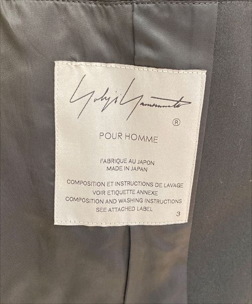 Yohji Yamamoto pour homme（ヨウジヤマモト プールオム）Yohji Yamamoto pour homme (ヨウジヤマモト プールオム) WOOL GABARDINE LEFT SIDE DRAPED JACKET ブラック サイズ:3の古着・服飾アイテム