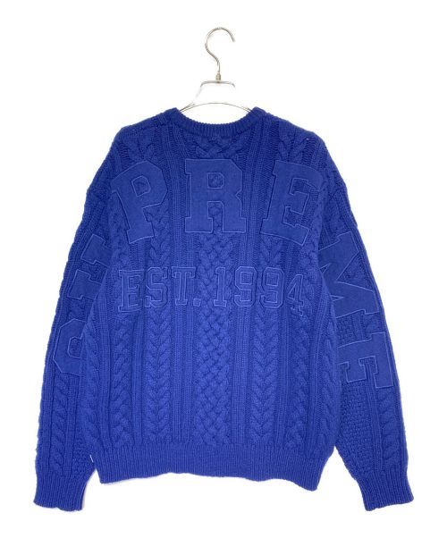SUPREME（シュプリーム）Supreme (シュプリーム) Applique Cable Knit Sweater ブルー サイズ:Sの古着・服飾アイテム