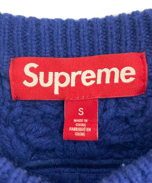 SUPREME（シュプリーム）Supreme (シュプリーム) Applique Cable Knit Sweater ブルー サイズ:Sの古着・服飾アイテム