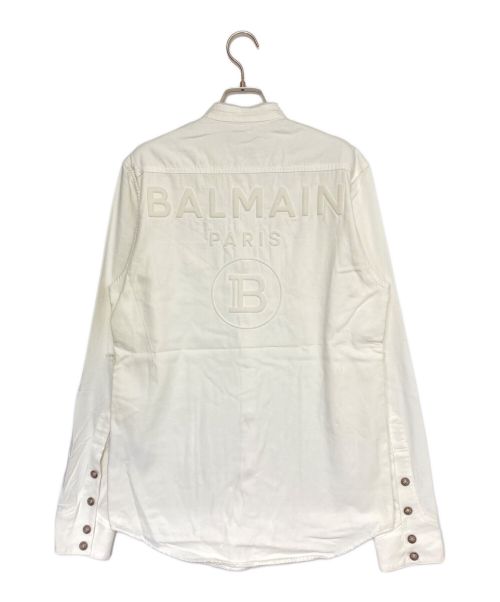 BALMAIN（バルマン）BALMAIN (バルマン) ウエスタンエンボスロゴシャツ ホワイト サイズ:39の古着・服飾アイテム