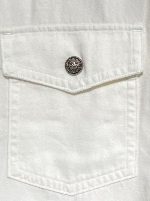 BALMAIN（バルマン）BALMAIN (バルマン) ウエスタンエンボスロゴシャツ ホワイト サイズ:39の古着・服飾アイテム