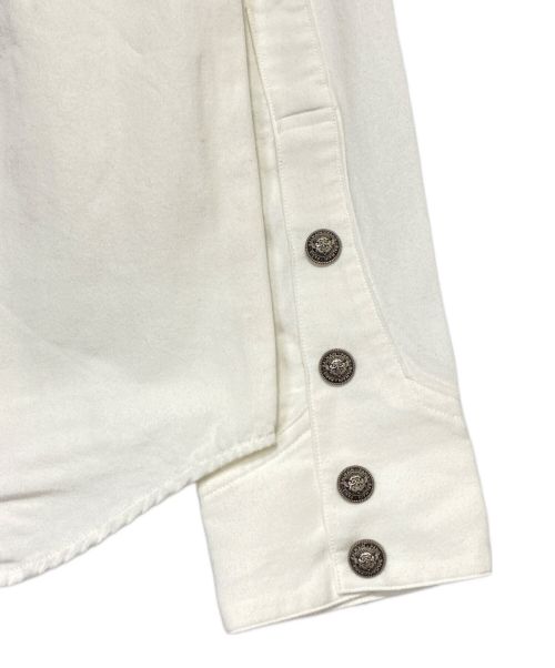 BALMAIN（バルマン）BALMAIN (バルマン) ウエスタンエンボスロゴシャツ ホワイト サイズ:39の古着・服飾アイテム