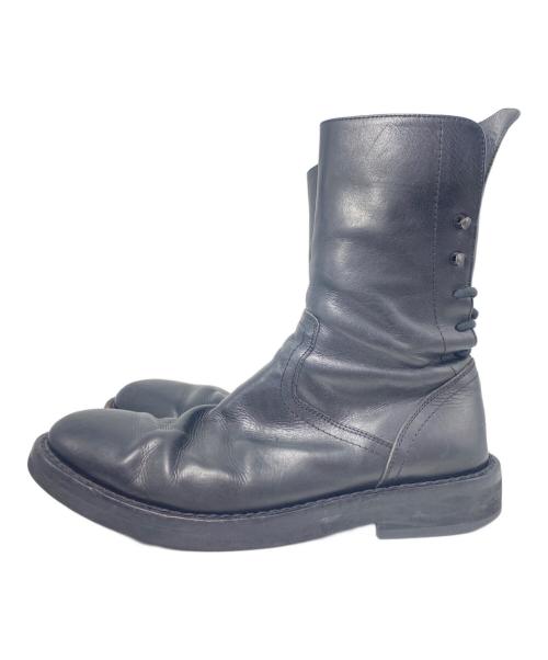 ANN DEMEULEMEESTER（アンドゥムルメステール）ANN DEMEULEMEESTER (アンドゥムルメステール) バックレースジップブーツ ブラック サイズ:41の古着・服飾アイテム