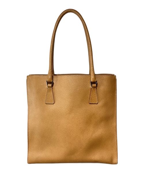 PRADA（プラダ）PRADA (プラダ) Triangle Logo Leather Tote Bag（トライアングルロゴレザートートバッグ） キャメルの古着・服飾アイテム