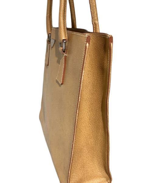 PRADA（プラダ）PRADA (プラダ) Triangle Logo Leather Tote Bag（トライアングルロゴレザートートバッグ） キャメルの古着・服飾アイテム