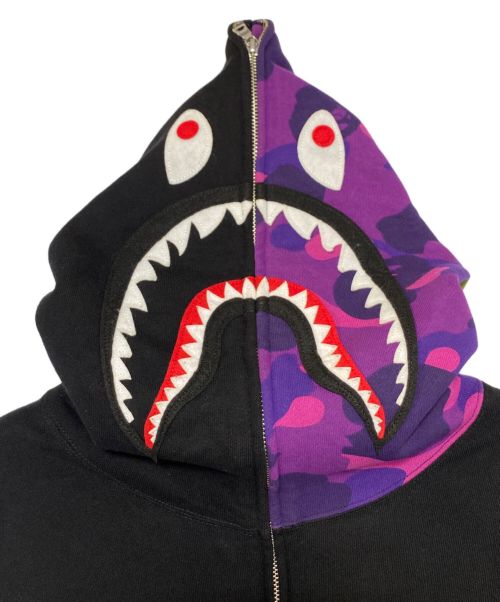 A BATHING APE（アベイシングエイプ）A BATHING APE (アベイシングエイプ) COLOR CAMO SHARK FULL ZIP HOODIE パープル サイズ:XLの古着・服飾アイテム