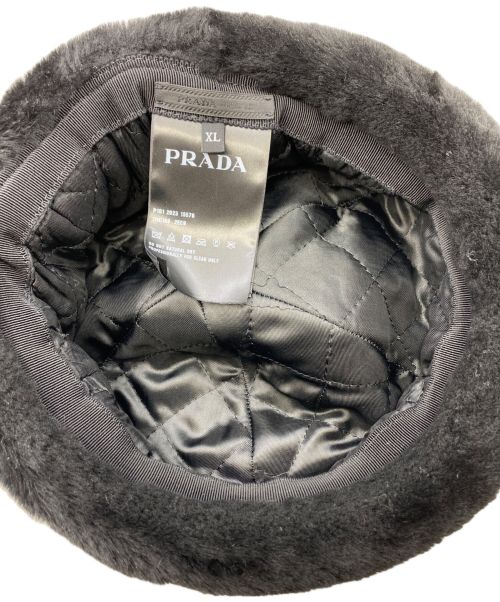 PRADA（プラダ）PRADA (プラダ) トライアングルプレートハット ブラック サイズ:XLの古着・服飾アイテム