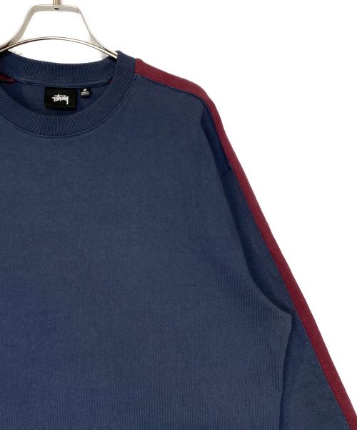 stussy（ステューシー）stussy (ステューシー) CONTRAST SLEEVE CREW BLACK ネイビー サイズ:Mの古着・服飾アイテム