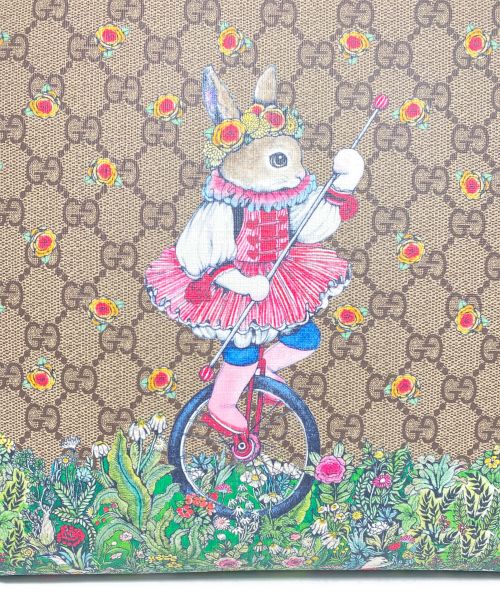 GUCCI（グッチ）GUCCI (グッチ) ヒグチユウコ (ヒグチユウコ) ×ヒグチユウコ ラビットプリント GGスプリームハンドバッグ ベージュ×ピンク サイズ:-の古着・服飾アイテム