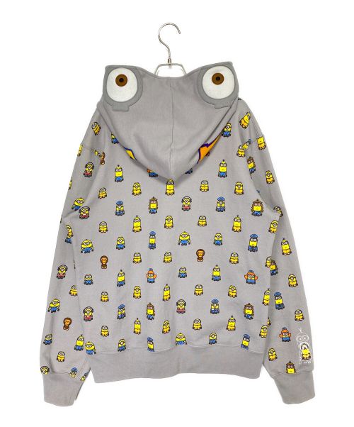 A BATHING APE（アベイシングエイプ）A BATHING APE (アベイシングエイプ) MINIONS (ミニオンズ) SHARK FULL ZIP HOODIE グレー サイズ:XLの古着・服飾アイテム
