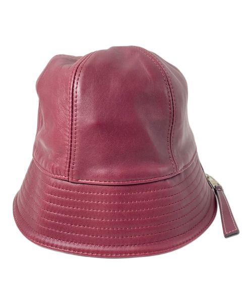 LOEWE（ロエベ）LOEWE (ロエベ) アナグラムロゴレザーバケットハット バーガンディー サイズ:57の古着・服飾アイテム