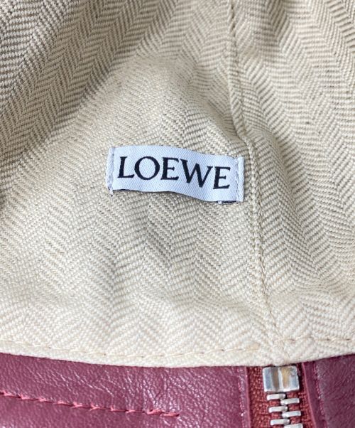 LOEWE（ロエベ）LOEWE (ロエベ) アナグラムロゴレザーバケットハット バーガンディー サイズ:57の古着・服飾アイテム