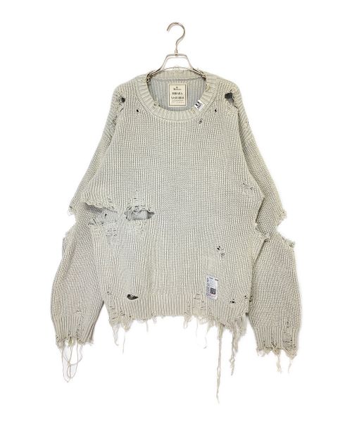 MIHARA YASUHIRO（ミハラヤスヒロ）MIHARA YASUHIRO (ミハラヤスヒロ) Bleached Knit Sweater (ブリーチニットスウェット) スカイブルー サイズ:46の古着・服飾アイテム