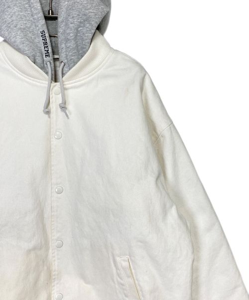 SUPREME（シュプリーム）SUPREME (シュプリーム) Hooded Twill Varsity Jacket ホワイト サイズ:Lの古着・服飾アイテム