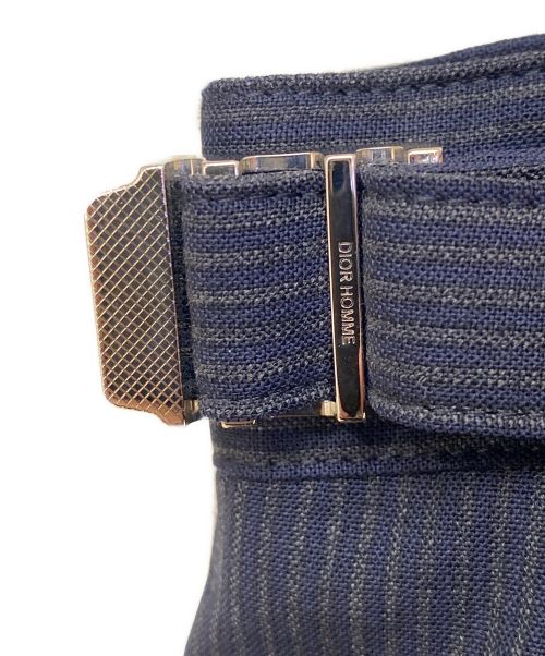 Christian Dior（クリスチャン ディオール）Christian Dior (クリスチャン ディオール) 裾 ジップ ストライプ スラックス カーゴ パンツ ネイビー サイズ:46の古着・服飾アイテム