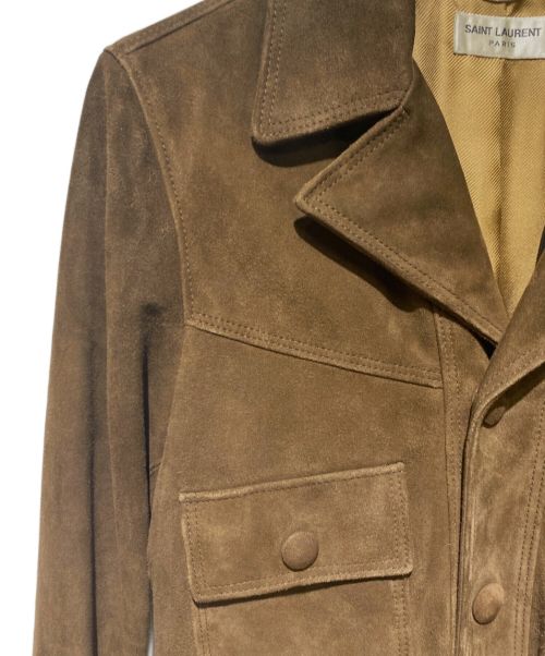 Saint Laurent Paris（サンローランパリ）Saint Laurent Paris (サンローランパリ) ゴートスキンレザー スエード ハンティングジャケット ブラウン サイズ:44の古着・服飾アイテム