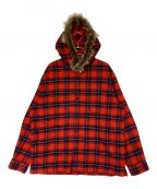 SUPREMEシュプリーム）の古着「Fur Trim Flannel Hooded Shirt」｜レッド