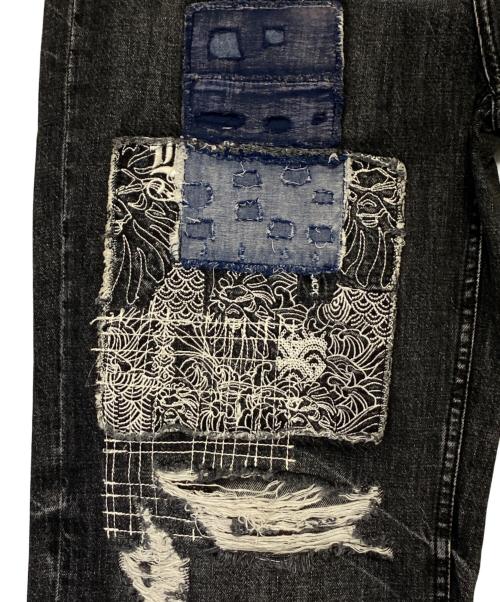 BAPE BLACK（ベイプ ブラック）BAPE BLACK (ベイプ ブラック) PATCH WORK JEANS ブラック サイズ:Mの古着・服飾アイテム