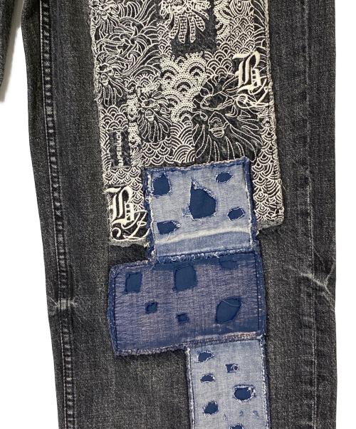 BAPE BLACK（ベイプ ブラック）BAPE BLACK (ベイプ ブラック) PATCH WORK JEANS ブラック サイズ:Mの古着・服飾アイテム