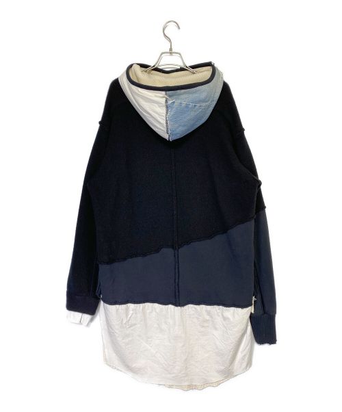 GREG LAUREN（グレッグローレン）GREG LAUREN (グレッグローレン) 切替パーカー ブラック×ホワイト サイズ:3の古着・服飾アイテム