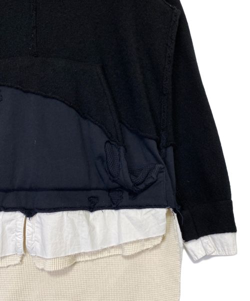GREG LAUREN（グレッグローレン）GREG LAUREN (グレッグローレン) 切替パーカー ブラック×ホワイト サイズ:3の古着・服飾アイテム