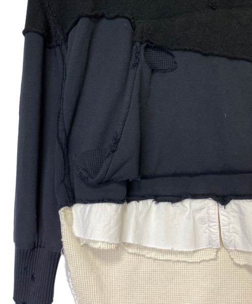 GREG LAUREN（グレッグローレン）GREG LAUREN (グレッグローレン) 切替パーカー ブラック×ホワイト サイズ:3の古着・服飾アイテム