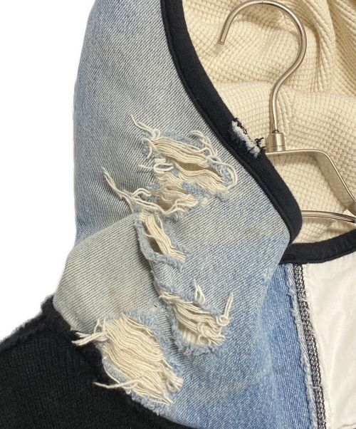 GREG LAUREN（グレッグローレン）GREG LAUREN (グレッグローレン) 切替パーカー ブラック×ホワイト サイズ:3の古着・服飾アイテム