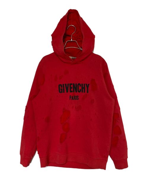 GIVENCHY（ジバンシィ）GIVENCHY (ジバンシィ) デストロイ加工パーカー レッド サイズ:Sの古着・服飾アイテム