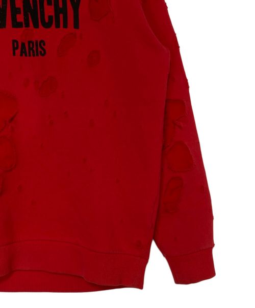 GIVENCHY（ジバンシィ）GIVENCHY (ジバンシィ) デストロイ加工パーカー レッド サイズ:Sの古着・服飾アイテム