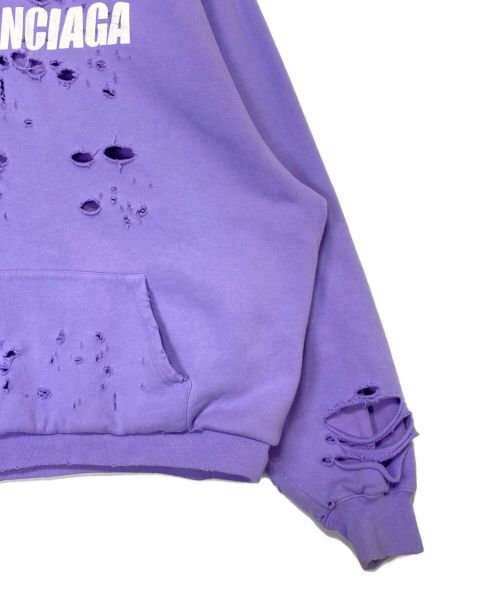 BALENCIAGA（バレンシアガ）BALENCIAGA (バレンシアガ) Caps Destroyed Hoodie パープル サイズ:XXSの古着・服飾アイテム