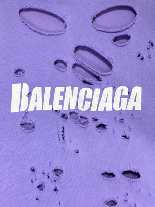 BALENCIAGA（バレンシアガ）BALENCIAGA (バレンシアガ) Caps Destroyed Hoodie パープル サイズ:XXSの古着・服飾アイテム