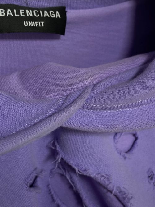 BALENCIAGA（バレンシアガ）BALENCIAGA (バレンシアガ) Caps Destroyed Hoodie パープル サイズ:XXSの古着・服飾アイテム
