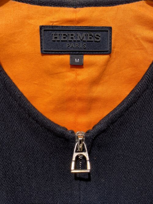 HERMES（エルメス）HERMES (エルメス) ヘリンボーンベスト ブラック サイズ:Mの古着・服飾アイテム