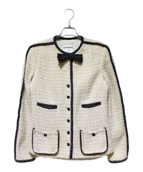 CHANEL（シャネル）CHANEL (シャネル) ボレロツイードジャケット アイボリー サイズ:38の古着・服飾アイテム