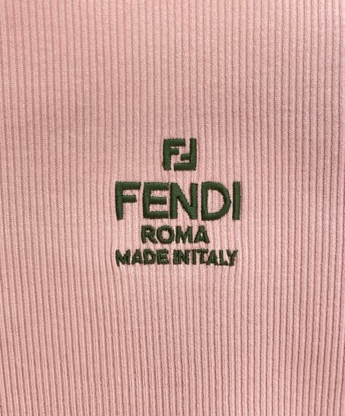 FENDI（フェンディ）FENDI (フェンディ) ロゴ刺繍クロップドリブTシャツ ピンク サイズ:Sの古着・服飾アイテム