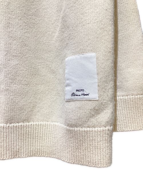 JIL SANDER（ジルサンダー）JIL SANDER (ジルサンダー) 21AW フリンジ フォトパッチ 襟付き ウール カシミヤニット アイボリー サイズ:46の古着・服飾アイテム
