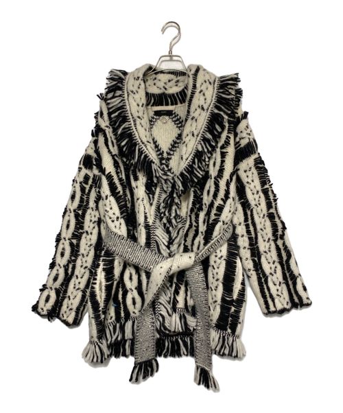 ALANUI（アラヌイ）ALANUI (アラヌイ) Wool cardigan ホワイト×ブラック サイズ:Sの古着・服飾アイテム
