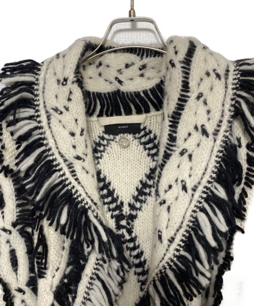 ALANUI（アラヌイ）ALANUI (アラヌイ) Wool cardigan ホワイト×ブラック サイズ:Sの古着・服飾アイテム