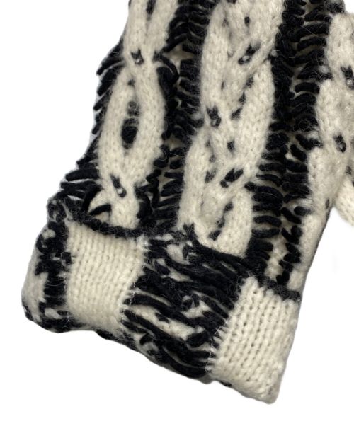 ALANUI（アラヌイ）ALANUI (アラヌイ) Wool cardigan ホワイト×ブラック サイズ:Sの古着・服飾アイテム