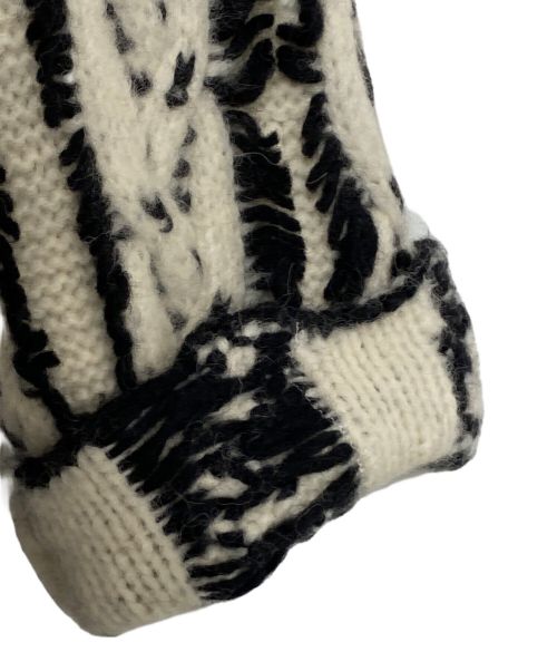 ALANUI（アラヌイ）ALANUI (アラヌイ) Wool cardigan ホワイト×ブラック サイズ:Sの古着・服飾アイテム