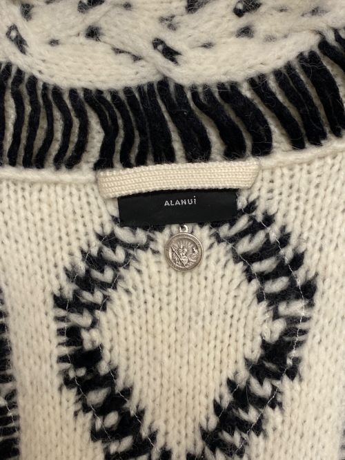 ALANUI（アラヌイ）ALANUI (アラヌイ) Wool cardigan ホワイト×ブラック サイズ:Sの古着・服飾アイテム